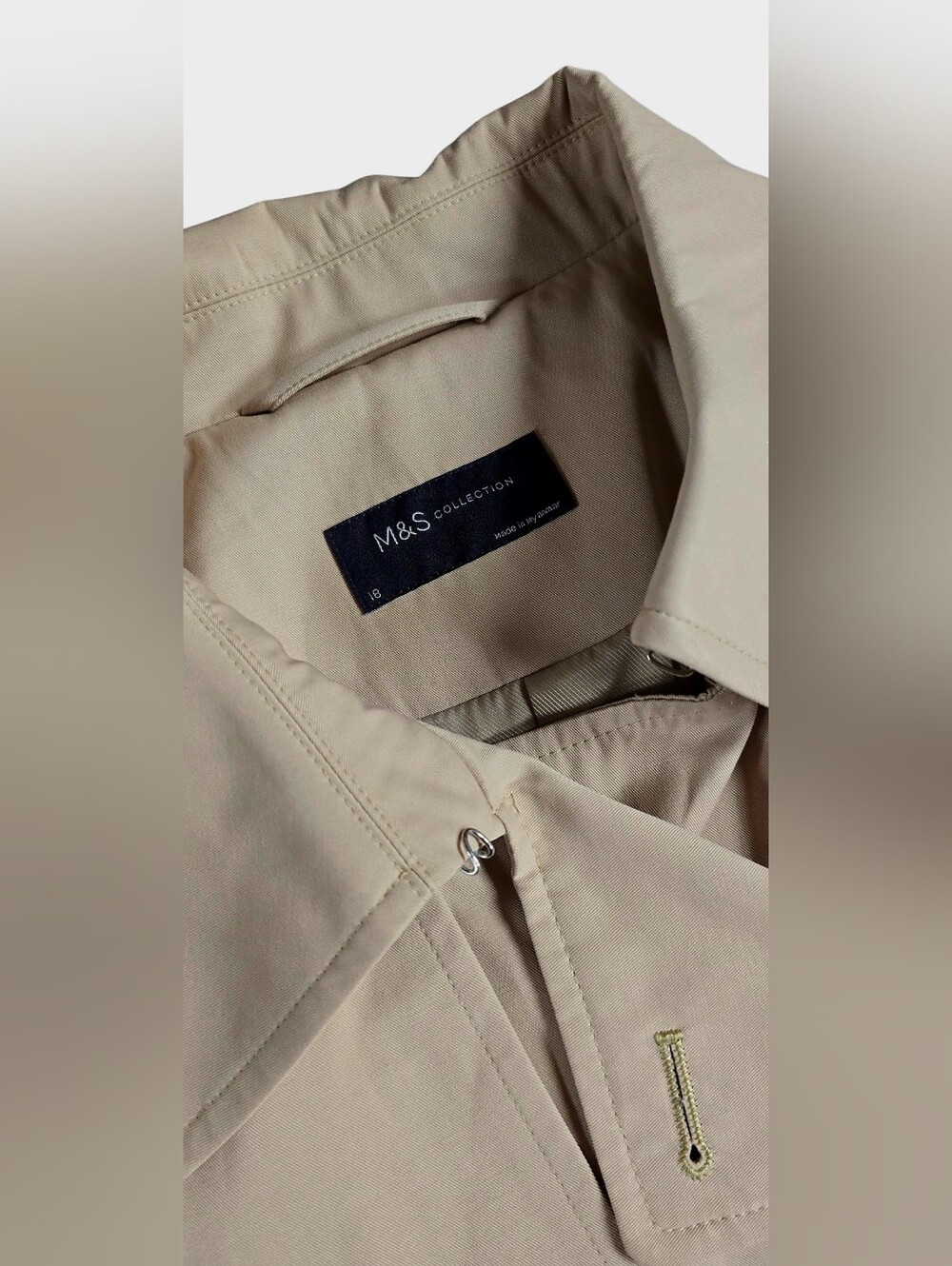 Marks & Spencer M&S Collection Double-Breasted Trench Coat in Sand, US 14/UK18 - Picture 14 of 15